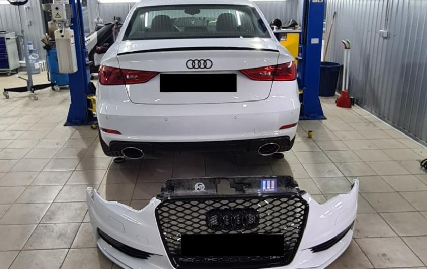 Ауди А3 в процессе чистки радиаторов